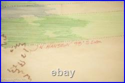 Stunning Architect Rendering aft Frank Lloyd Wright Color Pencil Drawing Signed