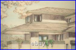 Stunning Architect Rendering aft Frank Lloyd Wright Color Pencil Drawing Signed