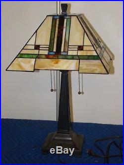 Summit Frank Lloyd Wright 28 Mission Style Art Glass Table Lamp