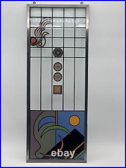 Suncatcher Glass Panel Abstract FLW Inspired Reverse Flush Applied Design Signed