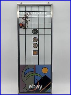 Suncatcher Glass Panel Abstract FLW Inspired Reverse Flush Applied Design Signed