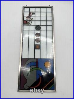 Suncatcher Glass Panel Abstract FLW Inspired Reverse Flush Applied Design Signed