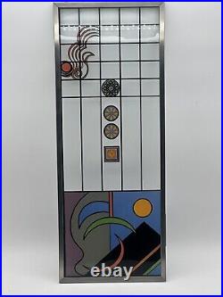 Suncatcher Glass Panel Abstract FLW Inspired Reverse Flush Applied Design Signed