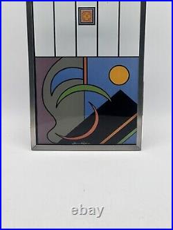 Suncatcher Glass Panel Abstract FLW Inspired Reverse Flush Applied Design Signed