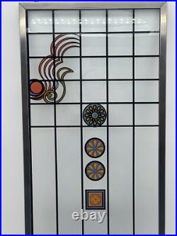 Suncatcher Glass Panel Abstract FLW Inspired Reverse Flush Applied Design Signed