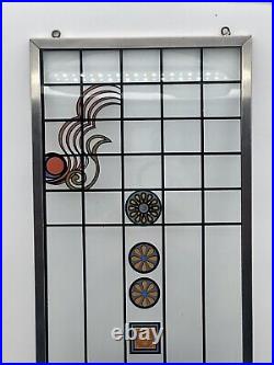 Suncatcher Glass Panel Abstract FLW Inspired Reverse Flush Applied Design Signed