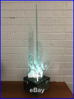 Susan Jacobs Lockhart Etched Glass Sculpture Lamp Marble #1/5 Frank Lloyd Wright