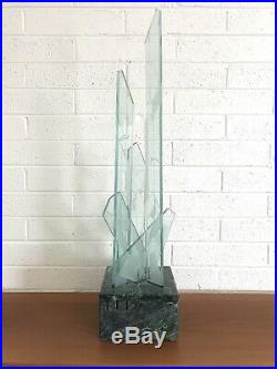 Susan Jacobs Lockhart Etched Glass Sculpture Lamp Marble #1/5 Frank Lloyd Wright