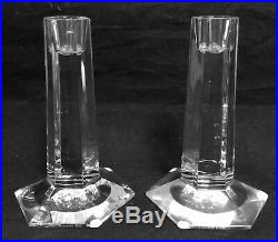 TIFFANY & CO. Crystal FRANK LLOYD WRIGHT Pair of 6 Signed Candlesticks EXCELLENT