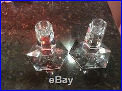 TIFFANY & CO. Crystal FRANK LLOYD WRIGHT Pair of Signed Candlesticks EXCELLENT