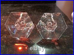 TIFFANY & CO. Crystal FRANK LLOYD WRIGHT Pair of Signed Candlesticks EXCELLENT