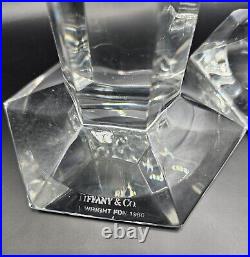 TIFFANY & CO Frank Lloyd Wright 1986 Glass Crystal Candle Holder 6 Signed Set