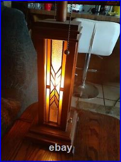 Table Lamp Frank Lloyd Wright Prairie Style Stained Slag Glass Preowned Great