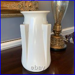 Teco Four Buttress Vase White Satin Frank LLoyd Wright 10.5 inches tall