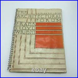 The Architectural Forum FRANK LLOYD WRIGHT Jan 1938 First Edition RARE