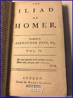The Iliad of Homer, Translated by Alexander Pope (1743), volumes 1-6