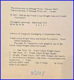 The Plan For Restoration And Adaptive Use Of Frank Lloyd Wright Home 1978 1st Ed