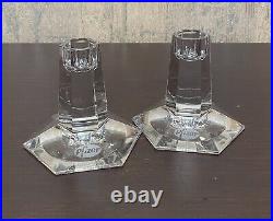 Tiffany & Co. 3.75 Pair of Crystal Candle Holders Frank Lloyd Wright FND 1986