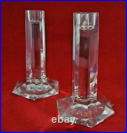 Tiffany & Co. Crystal Glass Frank Lloyd Wright Candlesticks