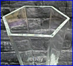 Tiffany & Co. Frank Lloyd Wright Foundation 1988 Crystal Hexagon Vase 9 7/8