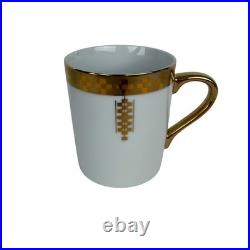 Tiffany & Co Frank Lloyd Wright Imperial Gold Geometric Porcelain Mugs Set of 4