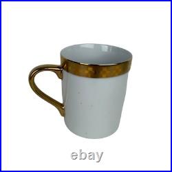 Tiffany & Co Frank Lloyd Wright Imperial Gold Geometric Porcelain Mugs Set of 4