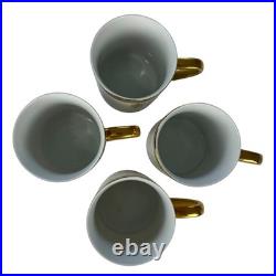 Tiffany & Co Frank Lloyd Wright Imperial Gold Geometric Porcelain Mugs Set of 4
