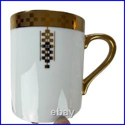 Tiffany & Co Frank Lloyd Wright Imperial Gold Geometric Porcelain Mugs Set of 4