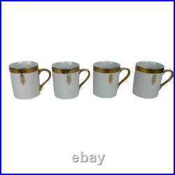 Tiffany & Co Frank Lloyd Wright Imperial Gold Geometric Porcelain Mugs Set of 4