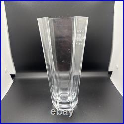 Tiffany & Co. ITALY Frank Lloyd Wright Octagonal Crystal Vase Inscribed 9.75