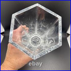 Tiffany & Co. ITALY Frank Lloyd Wright Octagonal Crystal Vase Inscribed 9.75