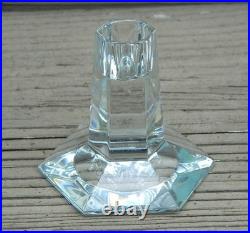 Tiffany Frank Lloyd Wright 3.5 crystal candlesticks Signed 1987 Box