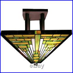 Tiffany Style Frank Lloyd Wright Mission Ceiling Lamp! 4 Wide By 23 High
