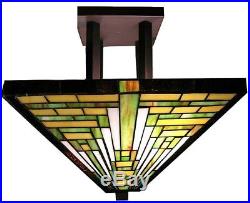 Tiffany-style Frank Lloyd Wright Mission Ceiling Lamp