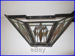 Two (2) Mission Style Wall Sconces-Stained Glass Frank Lloyd Wright Inspired