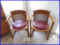 Two Vintage Matching Frank Lloyd Wright Barrel Chairs