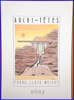 Unframed Lithograph Frank Lloyd Wright by Louis Hellman Archi-tetes Series