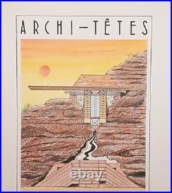 Unframed Lithograph Frank Lloyd Wright by Louis Hellman Archi-tetes Series