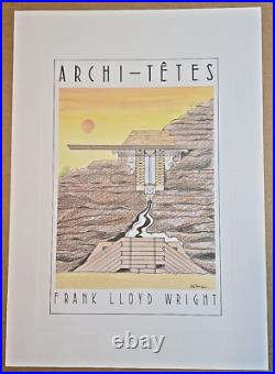 Unframed Lithograph Frank Lloyd Wright by Louis Hellman Archi-tetes Series WS9