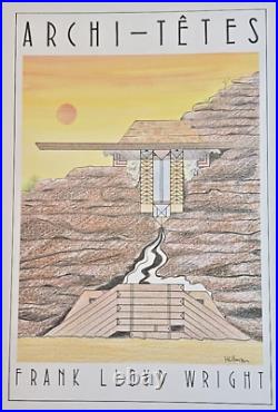 Unframed Lithograph Frank Lloyd Wright by Louis Hellman Archi-tetes Series WS9