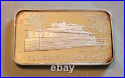 VINTAGE 1970's FRANK LLOYD WRIGHT THE ROBIE HOUSE 1oz. 999 SILVER ART BAR #