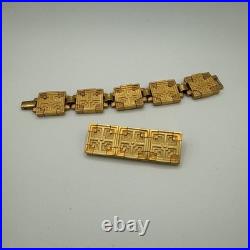 VTG 1994 MoMA Frank Lloyd Wright Textile Block Theme Bracelet And Brooch READ