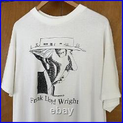 VTG 90s Frank Lloyd Wright Largely Literary T Shirt Size XL Cragg Art Caricature