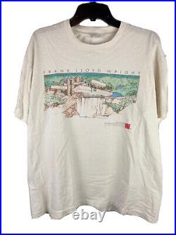 VTG 90s Mens 1993 Frank Lloyd Wright Falling Water Art Architect Shirt Size XL