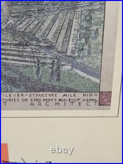 VTG FRANK LLOYD WRIGHT Exhibition Poster Print Phoenix Art Museum 1990 36x11