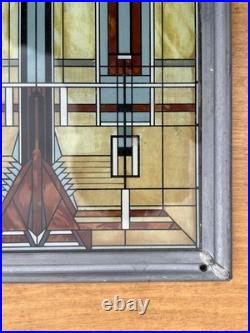VTG FRANK LLOYD WRIGHT Oak Park Skylight STAINED GLASS Suncatcher Panel Art