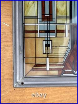 VTG FRANK LLOYD WRIGHT Oak Park Skylight STAINED GLASS Suncatcher Panel Art