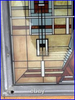 VTG FRANK LLOYD WRIGHT Oak Park Skylight STAINED GLASS Suncatcher Panel Art