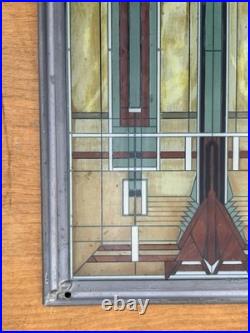 VTG FRANK LLOYD WRIGHT Oak Park Skylight STAINED GLASS Suncatcher Panel Art