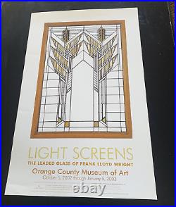VTG Frank Lloyd Wright 2003 Orange County Museum Art Poster LIGHT SCREENS/Glass